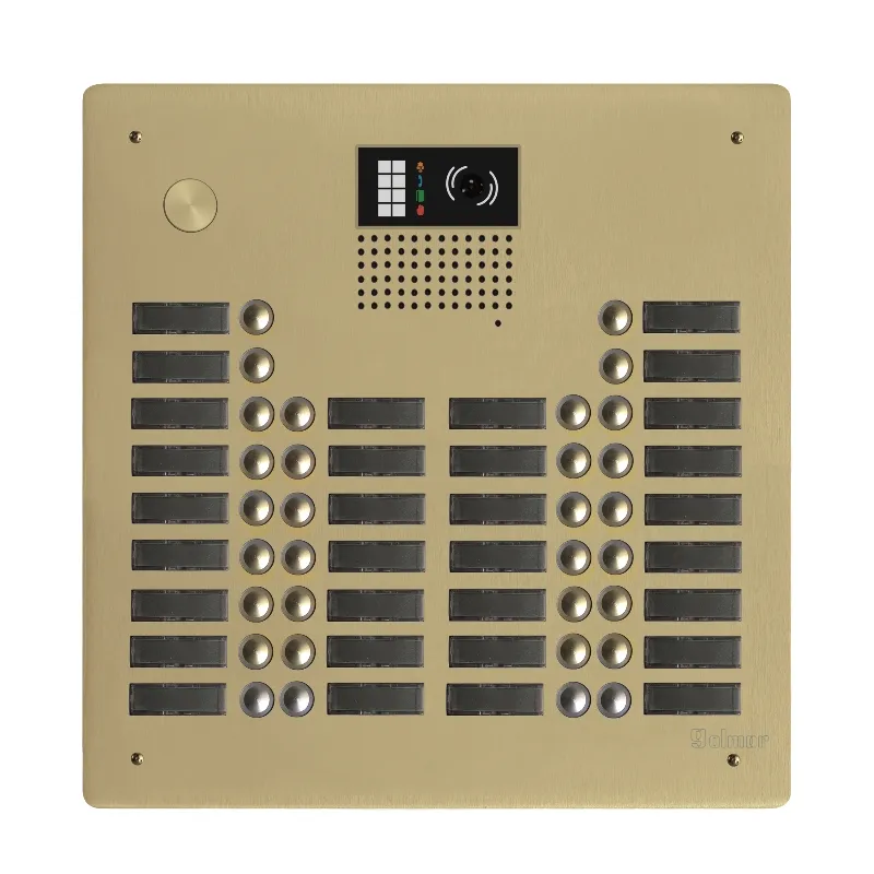 [EVI-GTV62/432CH] Platine aluminium HAUT-RISQUE audio/vidéo (GB2)   32 boutons 4 rangées  Anodisée Champagne