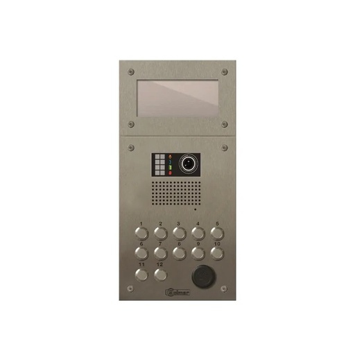 [EVI-GTX6212] Platine inox PERFO-IV audio/vidéo  12 boutons. Tableau de noms indépendant (GB2)