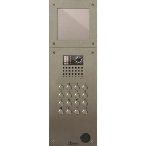 [EVI-GTX6216] Platine inox PERFO-IV audio/vidéo  16 boutons. Tableau de noms indépendant (GB2)
