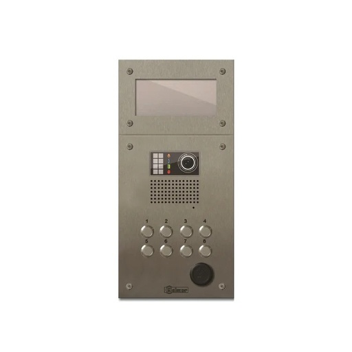[EVI-GTX6208] Platine inox PERFO-IV audio/vidéo  8 boutons. Tableau de noms indépendant (GB2)