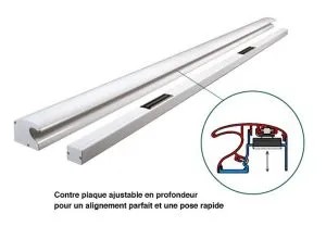 [GRO-GRS332156] Poignée bandeau ventouses avec contre plaque ajustable DAS L=2500 2V 300 12/24/48 AUTO 7016
