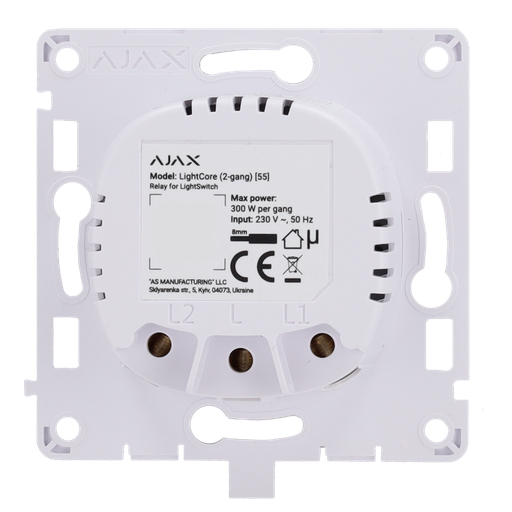 [AJA-LIGHTCORE-2G] Relais interrupteur double allumage sans fil 868 Mhz Jeweller Portée de communication jusqu'à 1100 m Alimentation 230 V CA 50 Hz Pas besoin de fil neutre