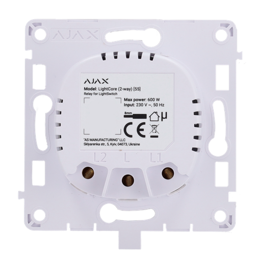 [AJA-LIGHTCORE-2W] Relais interrupteur va et vient sans fil 868 Mhz Jeweller Portée de communication jusqu'à 1100 m Alimentation 230 V CA 50 Hz Pas besoin de fil neutre