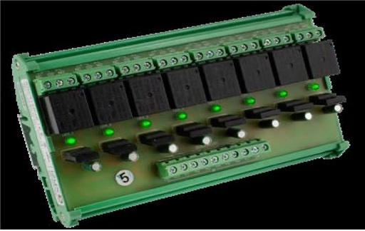 [IZX-RMDX123008] Module relais rail DIN, 12-30V AC/DC, 8 relais, 8 LEDs d'état, Maximum 250V AC / 10A - 30V DC / 10A