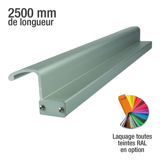[IZX-EMDH2500HR] Renfort poignée 2500 mm pour les bandeaux électromagnétiques, en aluminium anodisé naturel