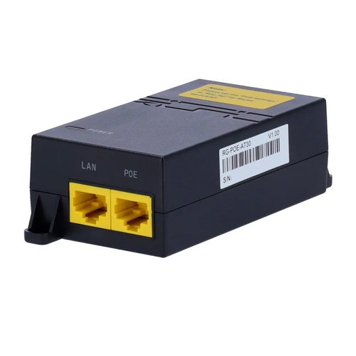 [REY-RG-POE-AT30] Ruijie Injecteur PoE IEEE802.3at Ports RJ45 10/100/1000 Mbps Puissance 30 W Distance maximale 100 m Design compact