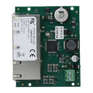 [KSI-SWITCH4] Switch 4.0 switch 10/100Mbit 4 ports (dont 1 port PoE) compact (dimensions 60x75mm). Conçu pour connecter les centrales lares 4.0 avec les claviers ergo-T et ergo-T plus. Il est alimenté directement par la centrale.