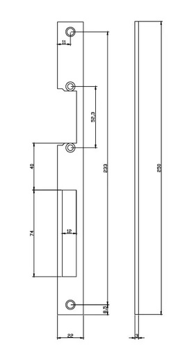 [IZX-SP901] Tetiere plate longue acier inox 250 x 22 x 3 mm