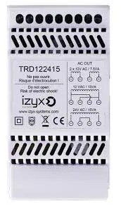 [IZX-TRD122415] Transformateur de séparation de sécurité, rail DIN, 3M, 230V AC / 12/24V AC / 15VA (1,25A/0,625A)
