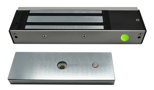 [IZX-EMS600CF] Ventouse électromagnétique applique EMS, 600 lbs (série 300 kg), à rupture de courant, 24 ou 48V DC, 1 contact inverseur NO/CO/NF, LED d'état vert/rouge, éjecteur anti-rémanence intégré à la contreplaque, NF S 61-937