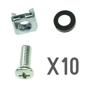 [VDI-CN-M6] Vis - pour Rack - Métrique M6 - 10 unités - Écrou - Vis et séparateur