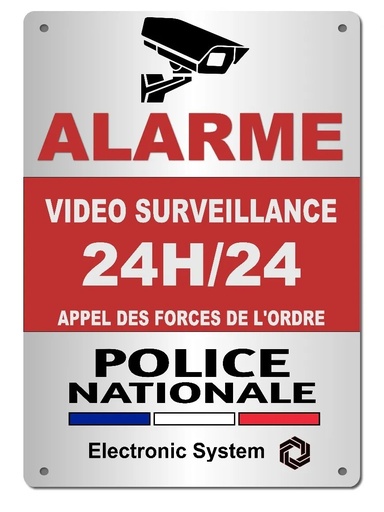 [ADE-PVC-POL-FR] Panneau PVC Police 20*14 cm - Effet Alu Brossé 