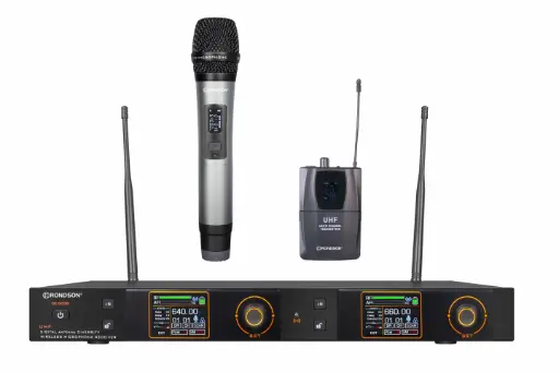 [JDM-BE-5038/H-83/PT-10] Ensemble double UHF avec 1 microphone à main et 1 micro-cravate