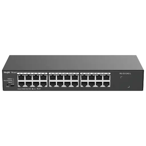 [REY-RG-ES124G-L] Switch de bureau Boîtier métallique - Enrackable 24 ports RJ45 Vitesse 10/100/1000 Mbps Plug and Play Technologie d'économie d'énergie