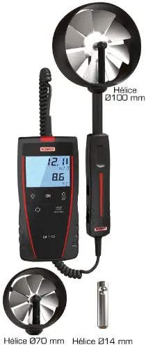 [ADE-24624] KIMO - LV 117 - Thermo-anémomètre à hélice Ø 70 mm avec certificat d’étalonnage et sacoche de transport