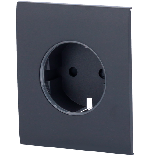 [AJA-CENTERCOVER-SMART-GRA] Cache-prise central pour fiche intelligente de type F - Compatible avec AJ-OUTLETCORE-SMART - Indicateur LED de l'état de la prise et de la consommation d'énergie - Bouton tactile pour la commande manuelle - Rétro alimentation LED - Couleur graphite