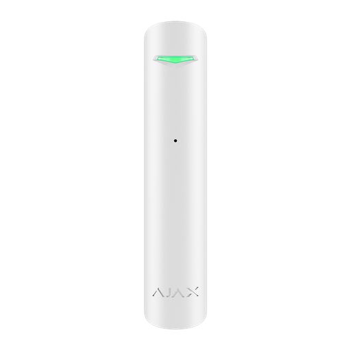 [AJA-GLASSPROTECT-S-W] Détecteur de bris de verre - Ajax Superior - Support avec vis de fixation - Alimentation 1 batterie CR123A 3.0 V Panasonic - Sans fil 868 MHz Jeweller - Rang de détection 9 m - Certifié Grade 2