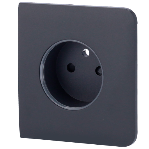 [AJA-SIDECOVER-SMART-E-GRA] Cache-prise latéral pour fiche intelligente de type E - Compatible avec AJ-OUTLETCORE-SMART-E - Indicateur LED de l'état de la prise et de la consommation d'énergie - Bouton tactile pour la commande manuelle - Rétro alimentation LED - Couleur graphite