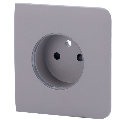 [AJA-SIDECOVER-SMART-E-GRE] Cache-prise latéral pour fiche intelligente de type E - Compatible avec AJ-OUTLETCORE-SMART-E - Indicateur LED de l'état de la prise et de la consommation d'énergie - Bouton tactile pour la commande manuelle - Rétro alimentation LED - Couleur Gris