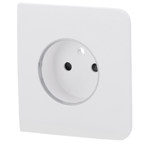 [AJA-SIDECOVER-SMART-E-W] Cache-prise latéral pour fiche intelligente de type E - Compatible avec AJ-OUTLETCORE-SMART-E - Indicateur LED de l'état de la prise et de la consommation d'énergie - Bouton tactile pour la commande manuelle - Rétro alimentation LED - Couleur blanche
