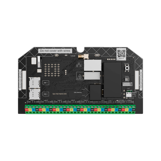[FIB-HUBHYBRID-4G-NOCASE] Centrale d'alarme professionnelle Grade 3 - Communication Ethernet et double SIM 4G - Protocoles Jeweller, Wings et Fibra - Jusqu'à 100 dispositifs sans fil et filaires - 8 lignes de bus indépendantes - Application mobile et logiciel PC
