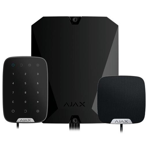 [FIB-KIT1-PRO-2G-B] Kit d'alarme professionnelle - Certifié Grade 3 - Communication Ethernet et double SIM 2G - Protocoles Jeweller, Wings et Fibra - Inclus: centrale hybride, clavier et - sirène d'intérieur