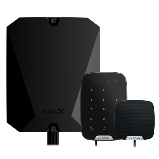 [FIB-KIT1-PRO-4G-B] Kit d'alarme professionnelle - Certifié Grade 3 - Communication Ethernet et double SIM 4G - Protocoles Jeweller, Wings et Fibra - Inclus: centrale hybride, clavier et - sirène d'intérieur