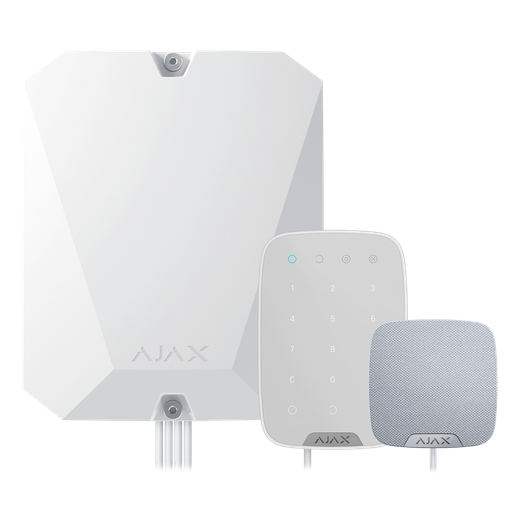 [FIB-KIT1-PRO-4G-W] Kit d'alarme professionnelle - Certifié Grade 3 - Communication Ethernet et double SIM 4G - Protocoles Jeweller, Wings et Fibra - Inclus: centrale hybride, clavier et - sirène d'intérieur