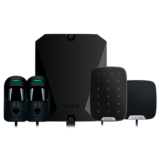 [FIB-KIT3-PRO-4G-B] Kit d'alarme professionnelle - Certifié Grade 2 - Communication Ethernet et double SIM 4G - Protocoles Jeweller, Wings et Fibra - Inclus: panneau hybride, clavier, - sirène intérieure et 2 PIRCAMs