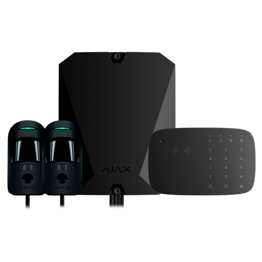 [FIB-KIT5-PRO-2G-B] Kit d'alarme professionnelle - Certifié Grade 2 - Communication Ethernet et double SIM 2G - Protocoles Jeweller, Wings et Fibra - Inclus: panneau hybride, 2 PIRCAMs câblés, - clavier avec lecteur RFID et sirène sans fil