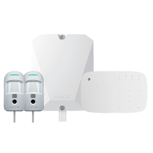 [FIB-KIT5-PRO-2G-W] Kit d'alarme professionnelle - Certifié Grade 2 - Communication Ethernet et double SIM 2G - Protocoles Jeweller, Wings et Fibra - Inclus: panneau hybride, 2 PIRCAMs câblés, - clavier avec lecteur RFID et sirène sans fil