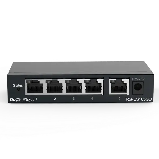 [REY-RG-ES105GD] Reyee Switch de bureau Boîtier métallique 5 ports RJ45 Vitesse 10/100/1000 Mbps Plug and Play Technologie d'économie d'énergie