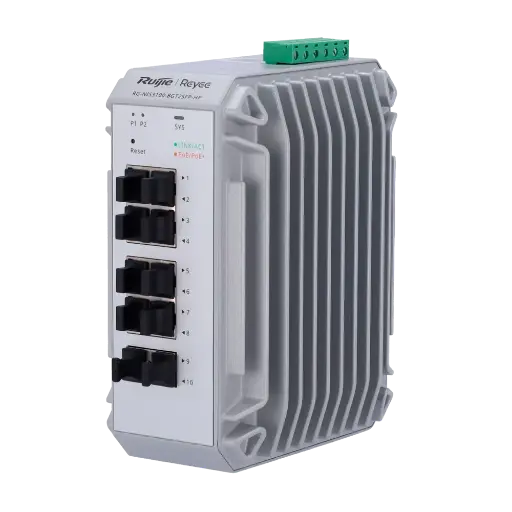 [REY-RG-NIS3100-8GT2SFP-HP] Switch Industriel Reyee avec PoE et un niveau Cloud 2 8 Ports PoE+ Gigabit + 2 Ports SFP Gigabit 30W par port 802.3af/at / Maximum 240W Static LAG/DHCP Snoop/IGMP Snoop/Port Mirror VLAN/prévention des boucles/STP/RSTP/ACL/Watchdog Montage sur rail DIN