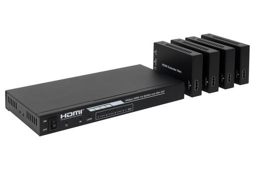 [FON-FO-22CAT4] Distributeur/prolongateur HDMI 1 x 4 par câble Cat 6/6a/7