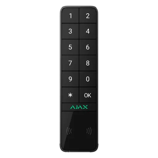 [AJA-KEYPADOUTDOOR-B] Ajax - Clavier indépendant - Certificat de grade 2 - Bidirectionnel - Sans fil 868 MHz Jeweller - Antenne interne portée de jusqu'à 1700 m en champs libre - Tamper anti-ouverture - Permet l'armement total/partiel/desarmement par code - 