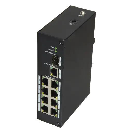 [VDO-XS-SW09-C-DIN] Switch industriel 8 ports RJ45 + 1 Uplink GIGA + 1 SFP Vitesse 10/100 Mbps Plug & Play Technologie d'économie d'énergie