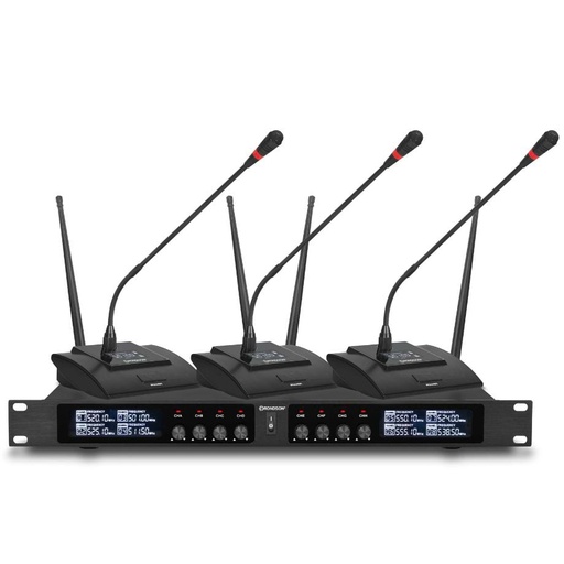 [JDM-BE-20CONF] Système de pupitre conférence sans fil, 8 pupitres micro et 1 récepteur, 506 / 524 / 517.7 Mhz